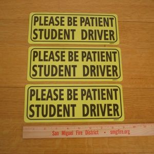 2/$12: STUDENT DRIVER 3 Magnetic Signs 3.5" x 9"